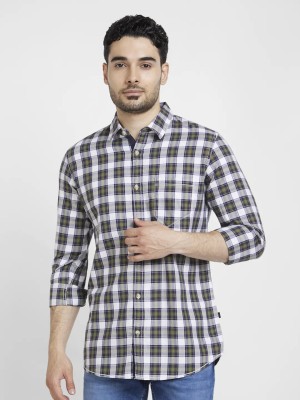 Spykar Men Checkered Casual Dark Green, White, Dark Blue Shirt