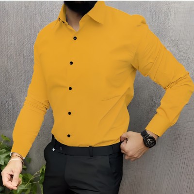 JEMI ENTERPRISE Men Self Design, Solid Formal Yellow Shirt