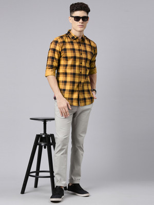 METRONAUT Men Checkered Casual Black Shirt