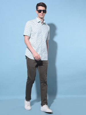 CRIMSOUNE CLUB Men Printed Casual Green Shirt