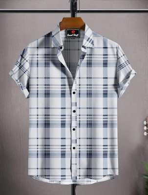 dream believe fashion Men Printed Casual White, Dark Blue Shirt