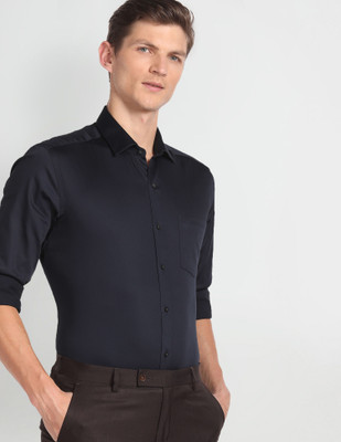 ARROW Men Solid Formal Blue Shirt