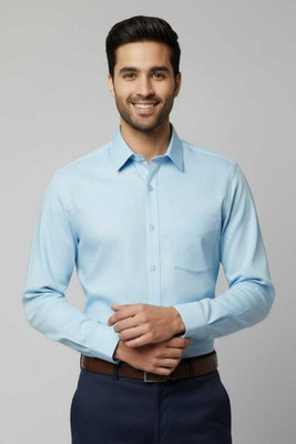 Berlin Fashions Men Solid Formal Blue Shirt