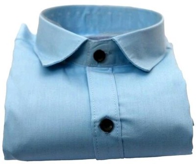 Youth Eleven Men Solid Formal Blue Shirt