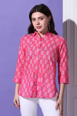 Mirrow Trade Women Printed Casual Pink Shirt