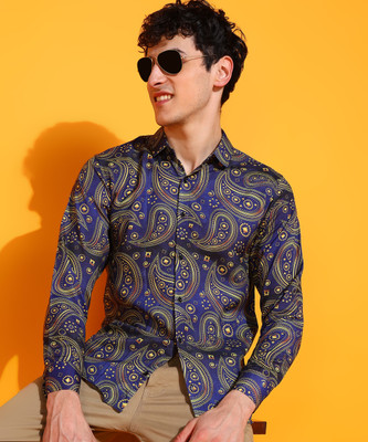 RudraAsavari Creation Men Printed Casual Dark Blue Shirt