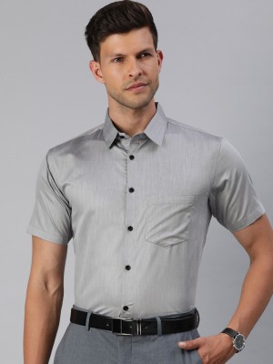 Majestic Man Men Solid Formal Grey Shirt