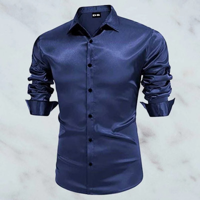 Rajaranchod creation Men Solid Casual Blue Shirt