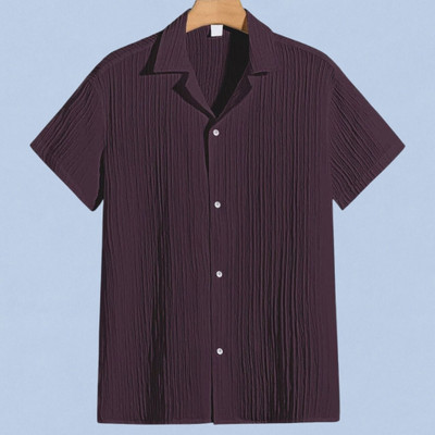 Dharamraj Fashion Men Self Design, Striped Casual Purple Shirt