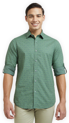COLORPLUS Men Printed Casual Green Shirt