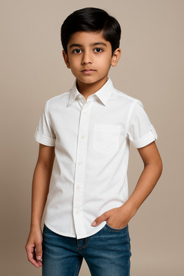 PEPILIO Boys Solid Party White Shirt