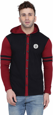 tfurnish Men Self Design Casual Black, Maroon Shirt