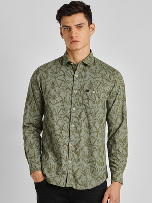PETER ENGLAND Men Printed Casual Green Shirt