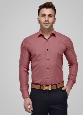 Vasanam Men Solid Formal Pink Shirt