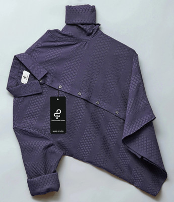 The Fashion Prime Men Self Design Casual Purple Shirt