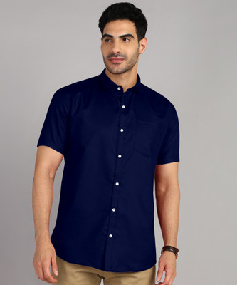 Ethnic Trendz Men Solid Casual Dark Blue Shirt