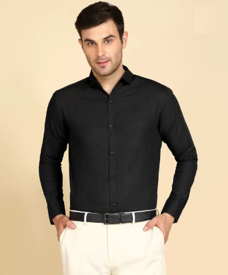 Zimli Men Solid Formal Black Shirt