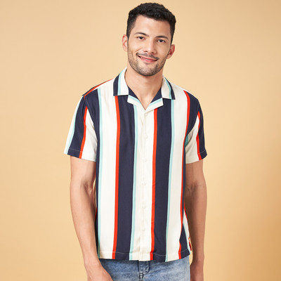 PEOPLE Men Striped Casual Multicolor Shirt