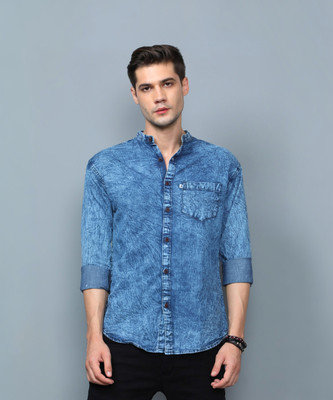 AIDAN PAUL Men Solid Casual Blue Shirt