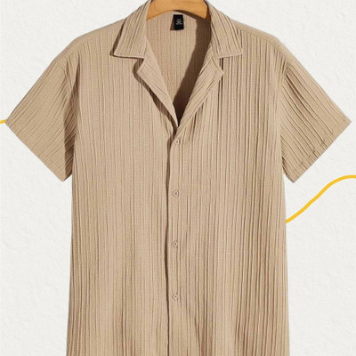 Nita creation Men Solid, Self Design Formal Gold Shirt