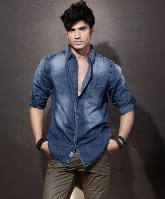 Roadster Men Solid Casual Blue Shirt