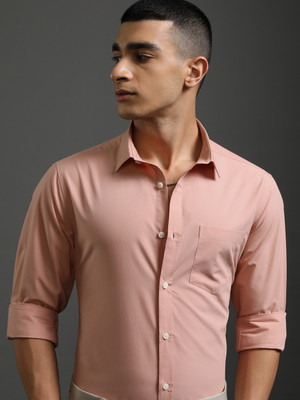HIGHLANDER Men Solid Casual Pink Shirt