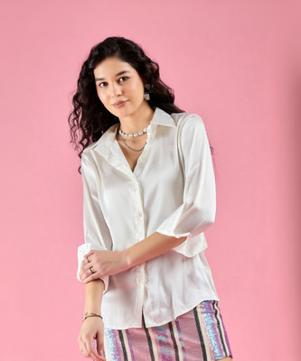 Dressberry Women Solid Casual White Shirt