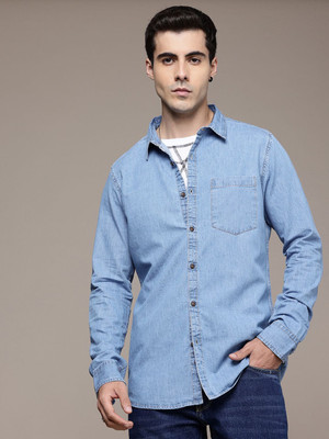 Roadster Men Solid Casual Blue Shirt