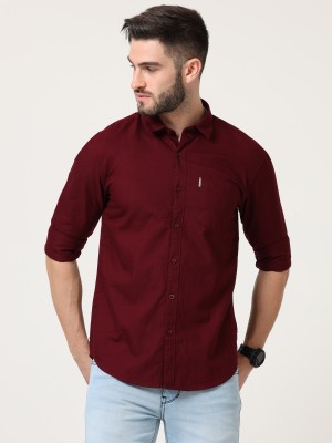 Black Locust Men Solid Casual Maroon Shirt