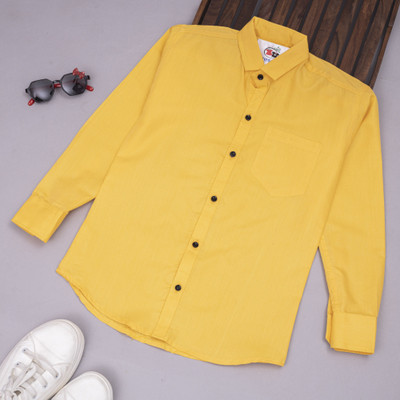 Trendy indo Boys Solid Casual Yellow Shirt