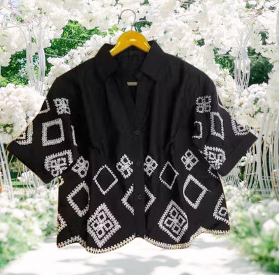 Miara Women Embroidered Casual Pink Shirt
