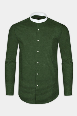 french crown Men Solid Casual Green Shirt