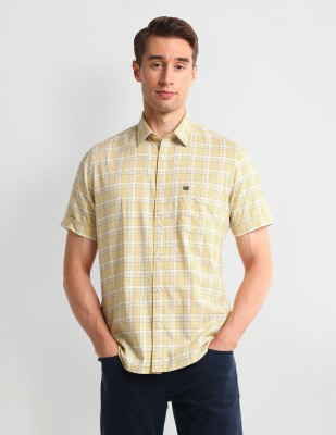 Arrow Sport Men Checkered Casual Yellow Shirt