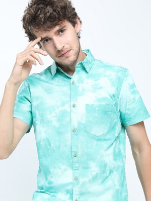 HIGHLANDER Men Printed Casual Green Shirt