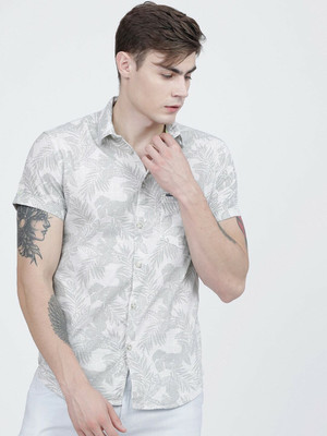 The Indian Garage Co. Men Printed Casual Grey Shirt