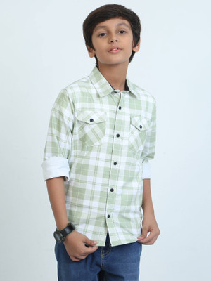 KILLER Boys Checkered Casual Green Shirt