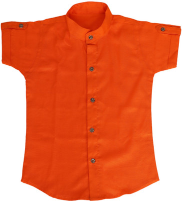 krina fshion Boys Solid Casual Orange Shirt