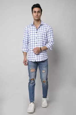 tinctruv Men Checkered Casual Red Shirt