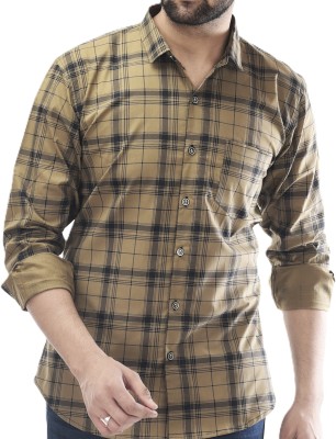 Tanip Men Checkered Casual Brown Shirt