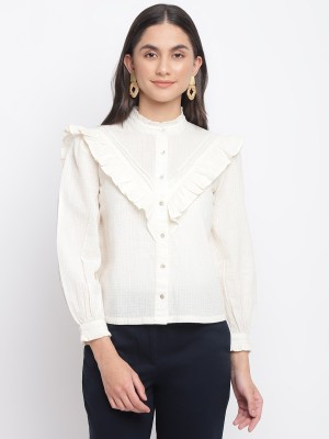 Fabindia Women Self Design Casual White Shirt