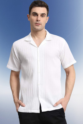 A Dearise Trend Men Striped, Self Design, Solid Casual White Shirt
