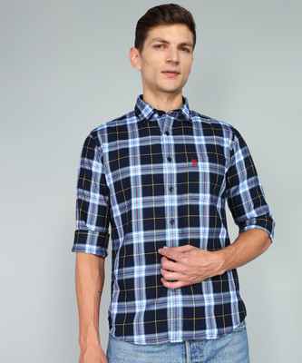 U.S. POLO ASSN. Men Checkered Casual Blue Shirt