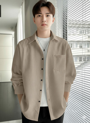 RAXA ENTERPRISE Men Self Design Casual Beige Shirt