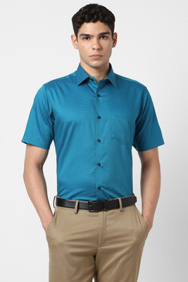 VAN HEUSEN Men Solid Party Blue Shirt
