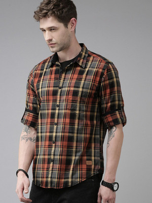 Roadster Men Checkered Casual Red Shirt