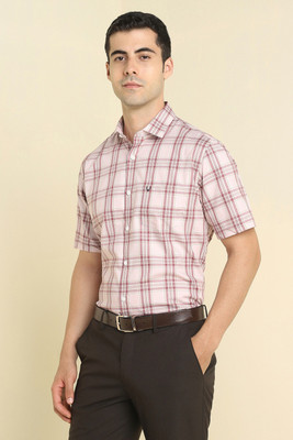 Allen Solly Men Checkered Formal Pink Shirt