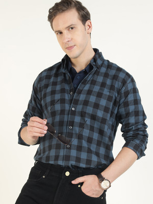 Hancock Men Checkered Casual Blue Shirt