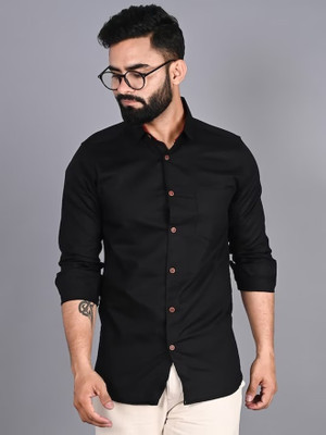 TUSHREE FASHION Men Solid Casual Black Shirt