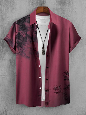 Radha Krishna Fashion Men Checkered, Printed Casual Purple Shirt