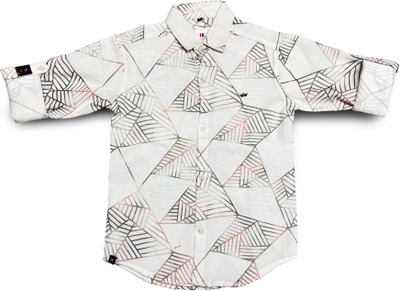Havok Kids Boys Geometric Print Wedding White Shirt